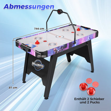 Air Hockey Table, 144 cm, LED Display, Powerful Motor