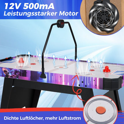 Air Hockey Table, 144 cm, LED Display, Powerful Motor