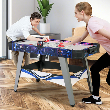 Air Hockey Table With 12V Fan, LED Scorer, White