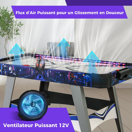 Air Hockey Table With 12V Fan, LED Scorer, White