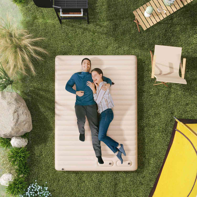 Folding Camping Air Mattress - Double Size, Foot Pump