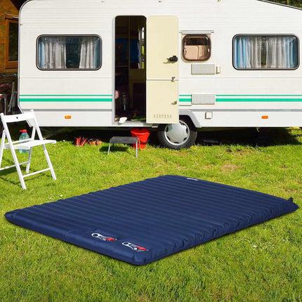 Inflatable camping mattress - Navy blue, PVC, 195x138x10 cm