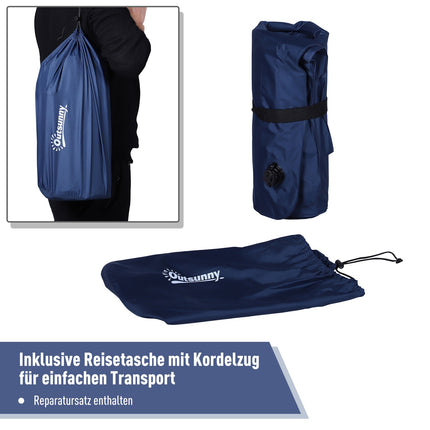 Inflatable camping mattress - Navy blue, PVC, 195x138x10 cm