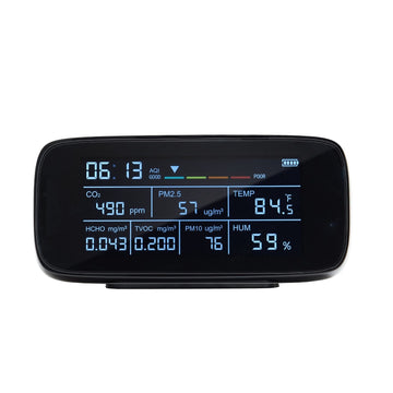 Air Quality Monitor 9-In-1, CO2 PM2.5 TVOC, Alarm