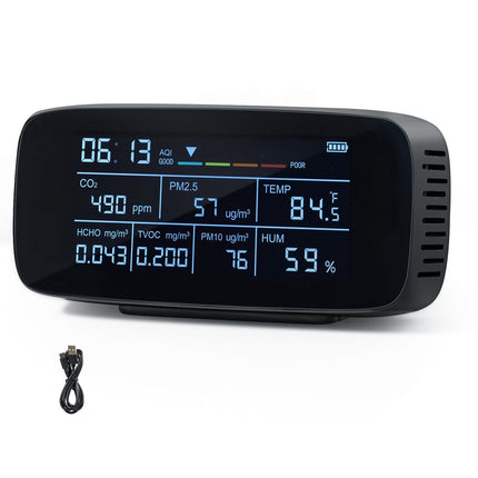 Air Quality Monitor 9-In-1, CO2 PM2.5 TVOC, Alarm