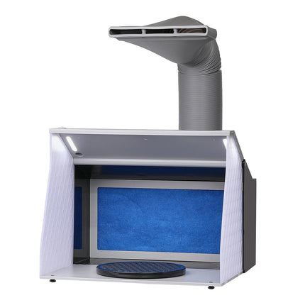 Spuitcabine voor airbrush, dubbele ventilator met LED-verlichting, draaiplateau, slang van 1,8 meter