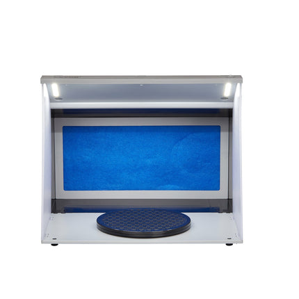 Spuitcabine voor airbrush, dubbele ventilator met LED-verlichting, draaiplateau, slang van 1,8 meter