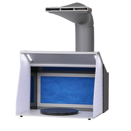 Spuitcabine voor airbrush, dubbele ventilator met LED-verlichting, draaiplateau, slang van 1,8 meter