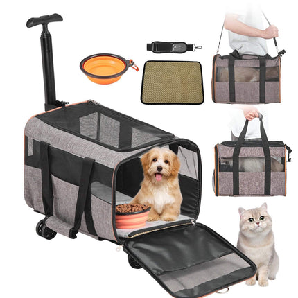 Airline-Approved Rolling Cat Carrier, Wheels, 22 lb