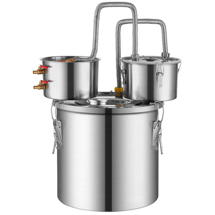 Alcohol Still 5 Gal, Stainless Steel, Dual Copper Condenser