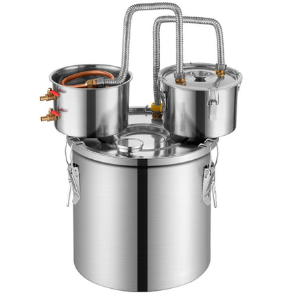 Alcohol Still 5 Gal, Stainless Steel, Dual Copper Condenser