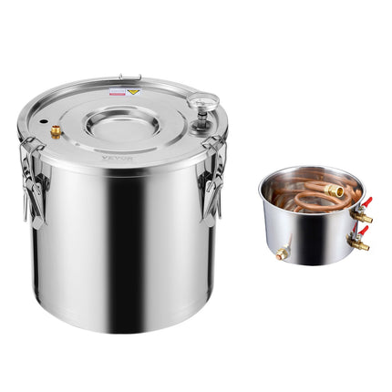 Alcohol Still Distiller Kit, 5 Gal, Stainless Steel, Copper Coil, Pump