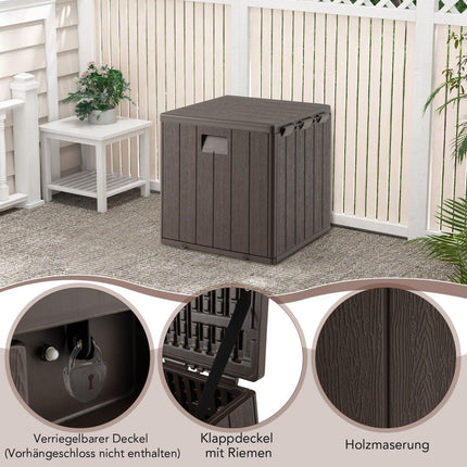 All Weather Storage Box 106L Capacity with Lockable Lid Waterproof Garden Box Brown