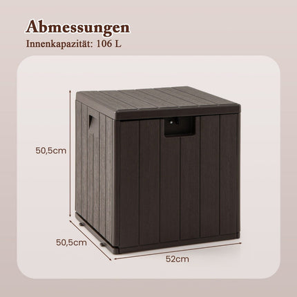 All Weather Storage Box 106L Capacity with Lockable Lid Waterproof Garden Box Brown