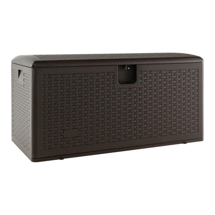 All Weather Storage Box 276L Capacity with Lockable Lid Waterproof Garden Box Brown