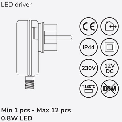 Allan Decklight kit 4-pack incl power adapter 12V 3000K 10lm IP67