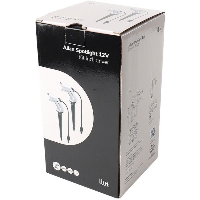 Allan Spotlight kit 2-pack incl power adapter 12V 3000K 10lm IP67