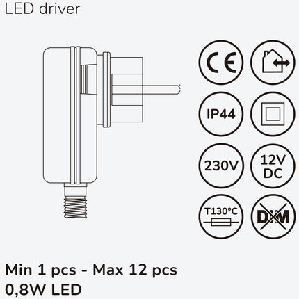Allan Steplight kit 4-pack incl power adapter 12V 3000K 5lm IP67