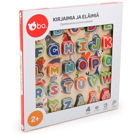 Alphabet and Animals Educational Wooden Puzzle in Finnish