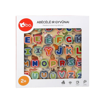 Alphabet and Animals Educational Wooden Puzzle in Lithuanian