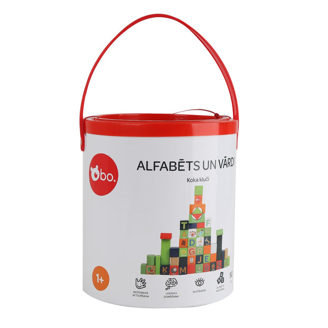 Alphabet and Words Wooden Blocks Set for Learning and Play