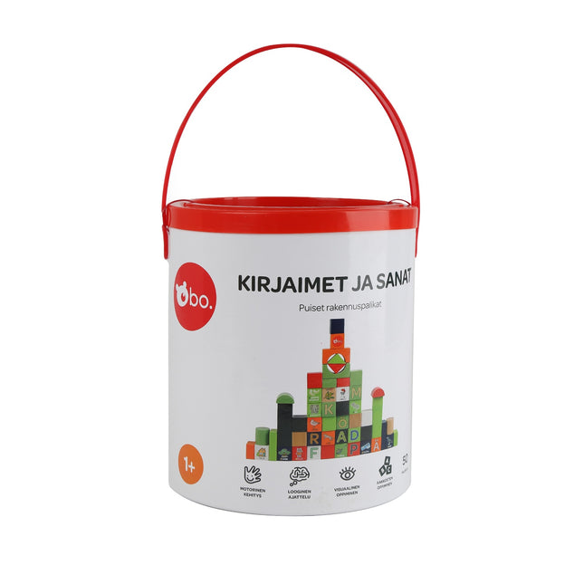 Alphabet and Words Wooden Blocks Set for Learning and Play