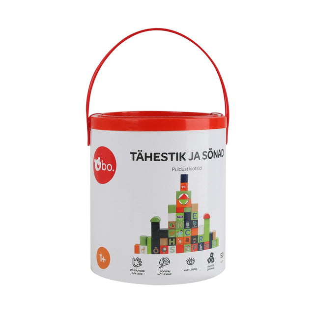 Alphabet and Words Wooden Blocks Set for Learning and Play
