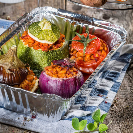 Aluminium Food Trays with Lids – Set of 100