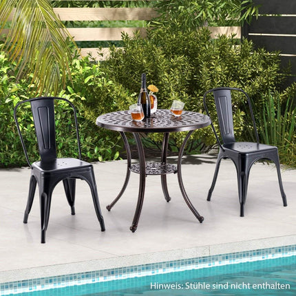 Aluminium Patio Table with Umbrella Hole & Shelf