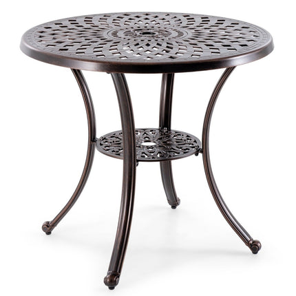 Aluminium Patio Table with Umbrella Hole & Shelf