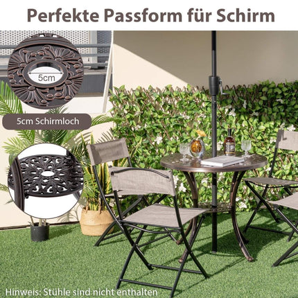 Aluminium Patio Table with Umbrella Hole & Shelf