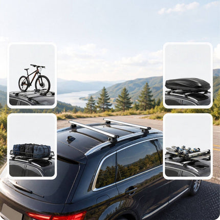 Aluminium Roof Bars, Silver, 135 cm – Universal Fit