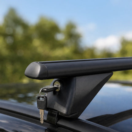 Aluminium Roof Bars for Closed Rails, Black, 124 cm