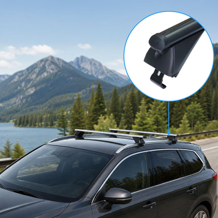 Aluminium Roof Bars for Closed Rails, Black, 135 cm