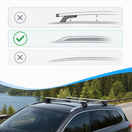 Aluminium Roof Bars for Closed Rails, Silver, 124 cm