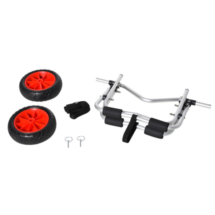 Collapsible canoe and kayak trailer in aluminum with strap, PU wheels