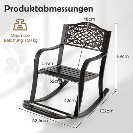 Aluminum Cast Rocking Chair with Footrest, Ergonomic Design