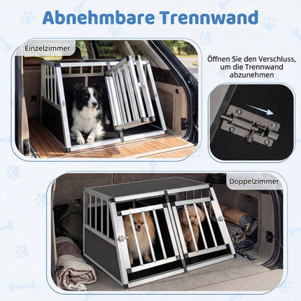 Aluminum Dog Travel Crate with Locking Doors & Divider