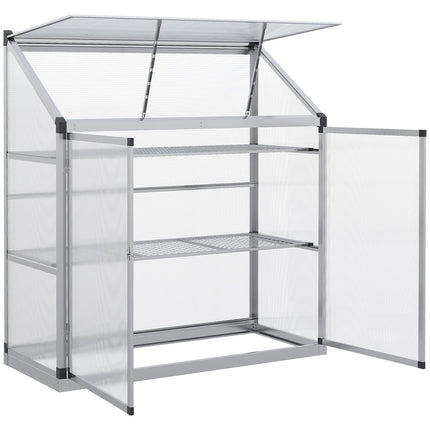 Aluminum greenhouse with foundation, 3 levels, 131x58x139.5 cm