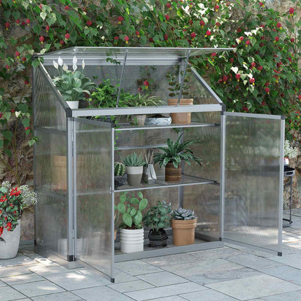 Aluminum greenhouse with foundation, 3 levels, 131x58x139.5 cm