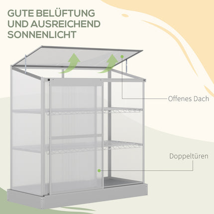 Aluminum greenhouse with foundation, 3 levels, 131x58x139.5 cm