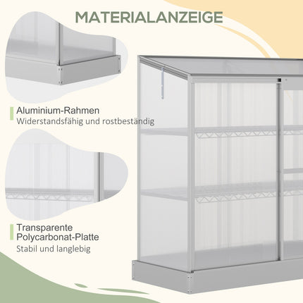 Aluminum greenhouse with foundation, 3 levels, 131x58x139.5 cm