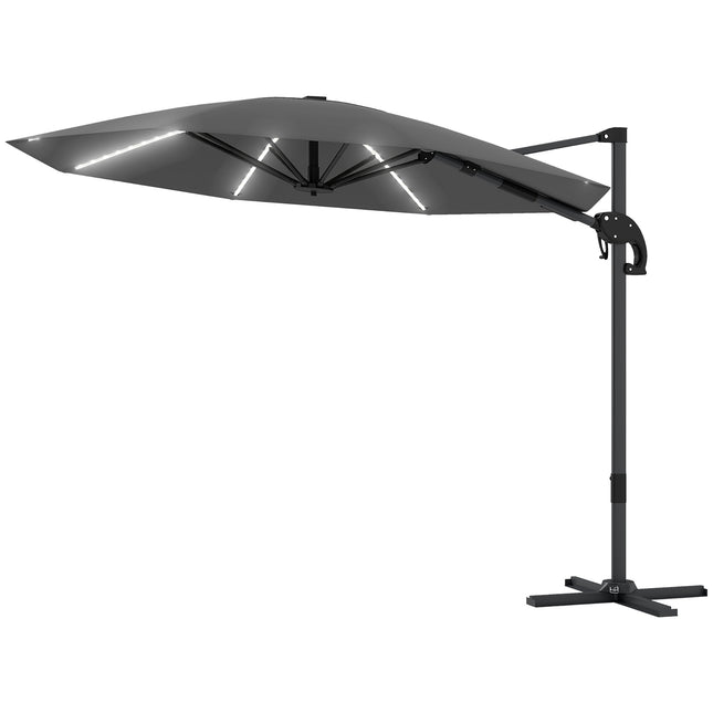 Parasol in aluminum - 300 cm, LED Solar, UV50+ Adjustable