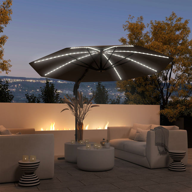 Parasol in aluminum - 300 cm, LED Solar, UV50+ Adjustable