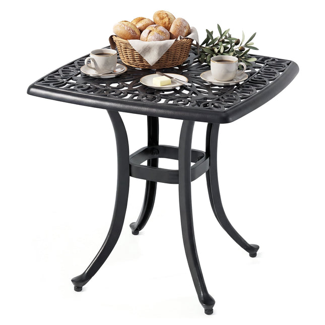 Aluminum Patio Table with Umbrella Hole & Adjustable Feet