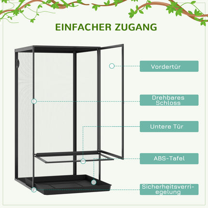 Aluminum Mesh Terrarium, Black, 60x60x120 cm for reptiles