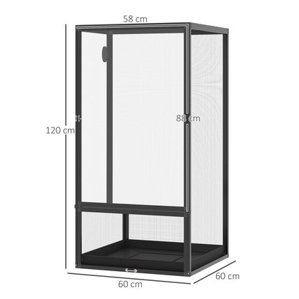 Aluminum Mesh Terrarium, Black, 60x60x120 cm for reptiles