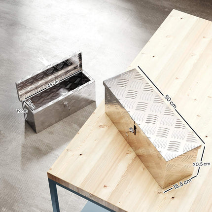 Aluminum Tool Box with Lock, Lightweight, 50x15.5x20.5 cm
