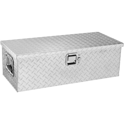 Aluminum Truck Bed Tool Box, Diamond Plate, Lock, 30 in