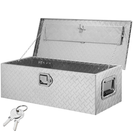 Aluminum Truck Bed Tool Box, Diamond Plate, Lock, 30 in